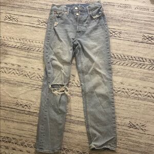 Distressed Blue Jeans